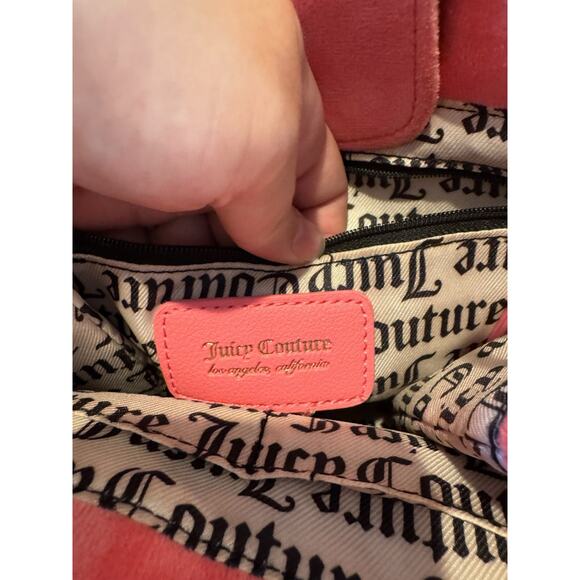 Juicy Couture Pink Velour Tote Crossbody Logo Bag Y2K - Picture 11 of 16